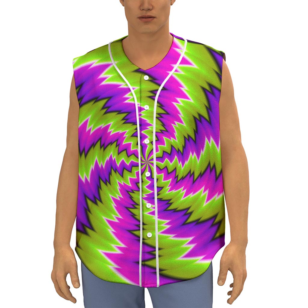 Green Vortex Moving Optical Illusion Sleeveless Baseball Jersey