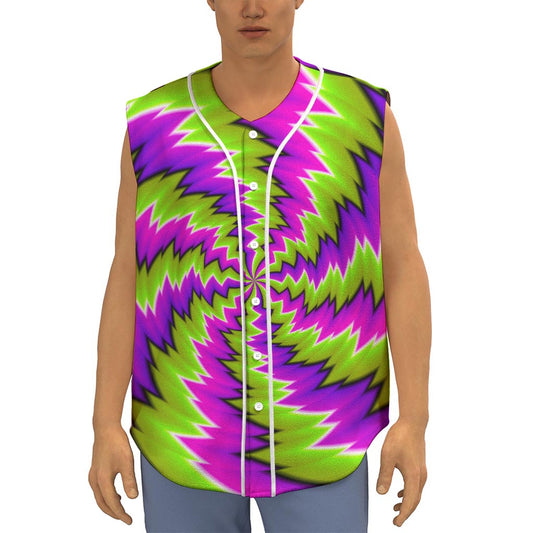 Green Vortex Moving Optical Illusion Sleeveless Baseball Jersey