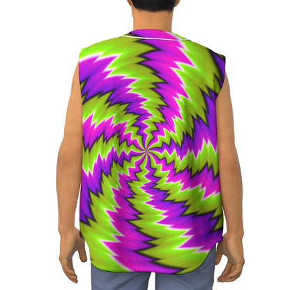Green Vortex Moving Optical Illusion Sleeveless Baseball Jersey