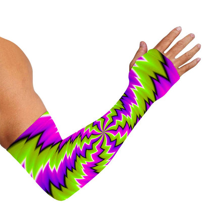 Green Vortex Moving Optical Illusion Sun Protection Arm Sleeves
