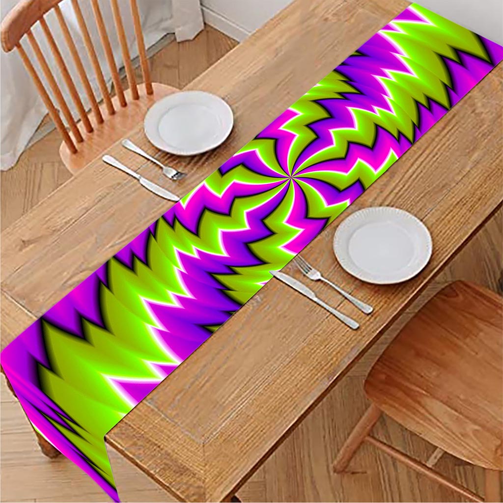 Green Vortex Moving Optical Illusion Table Runner