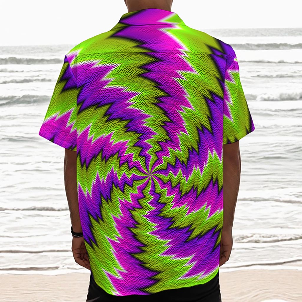 Green Vortex Moving Optical Illusion Textured Short Sleeve Shirt