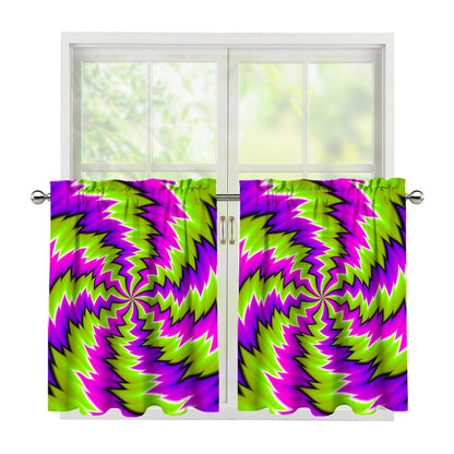 Green Vortex Moving Optical Illusion Tier Curtains