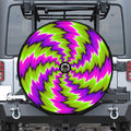 Green Vortex Moving Optical Illusion Tire Cover With Camera Hole