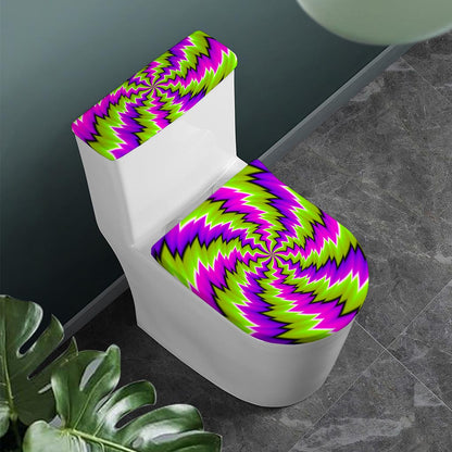Green Vortex Moving Optical Illusion Toilet Lid And Tank Cover Set
