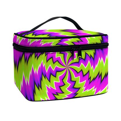 Green Vortex Moving Optical Illusion Travel Makeup Bag
