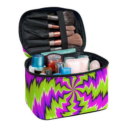 Green Vortex Moving Optical Illusion Travel Makeup Bag