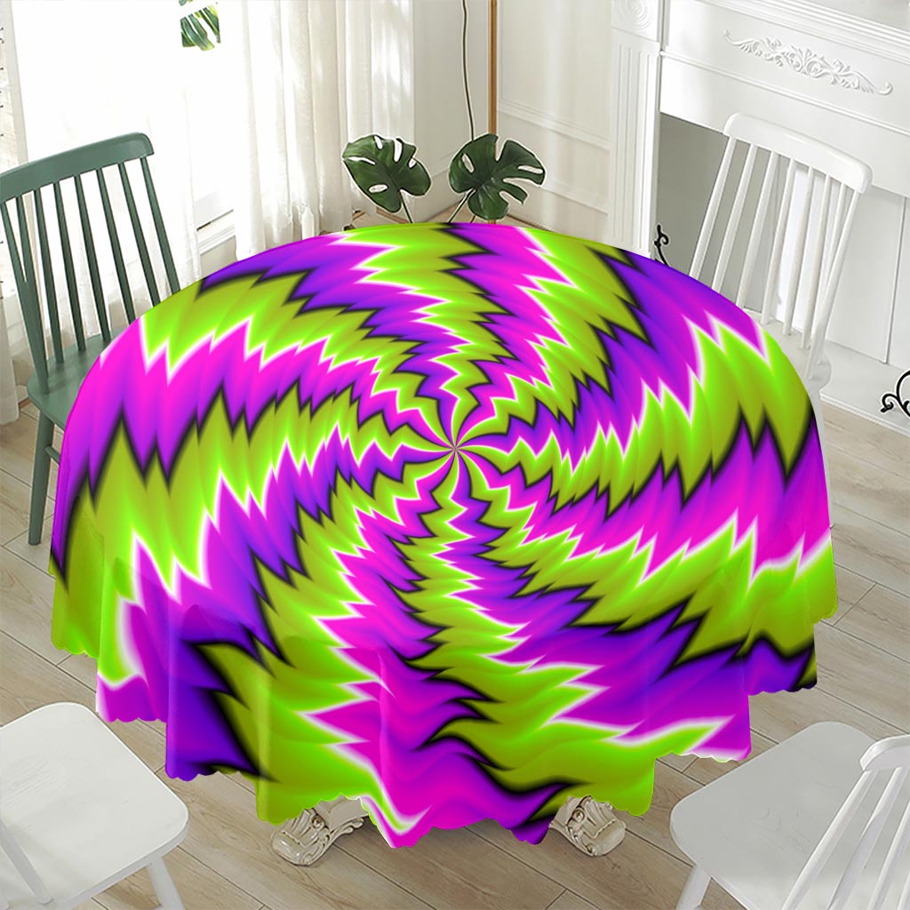 Green Vortex Moving Optical Illusion Waterproof Round Tablecloth