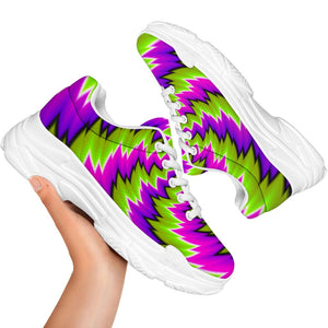 Green Vortex Moving Optical Illusion White Chunky Shoes