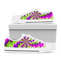 Green Vortex Moving Optical Illusion White Low Top Sneakers