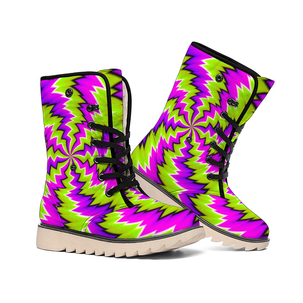 Green Vortex Moving Optical Illusion Winter Boots