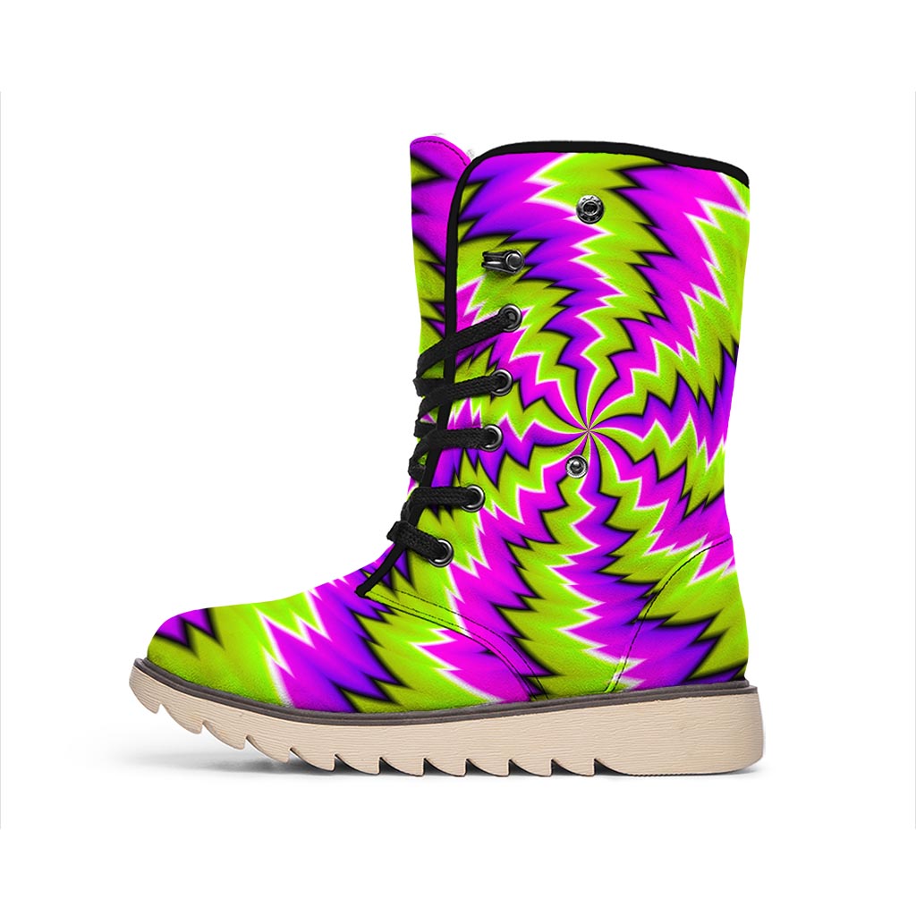 Green Vortex Moving Optical Illusion Winter Boots