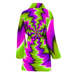 Green Vortex Moving Optical Illusion Women's Bathrobe
