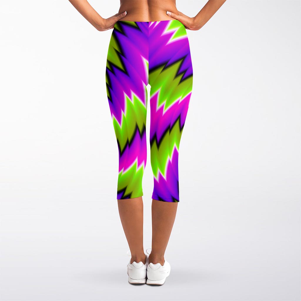 Green Vortex Moving Optical Illusion Women's Capri Leggings