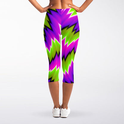 Green Vortex Moving Optical Illusion Women's Capri Leggings