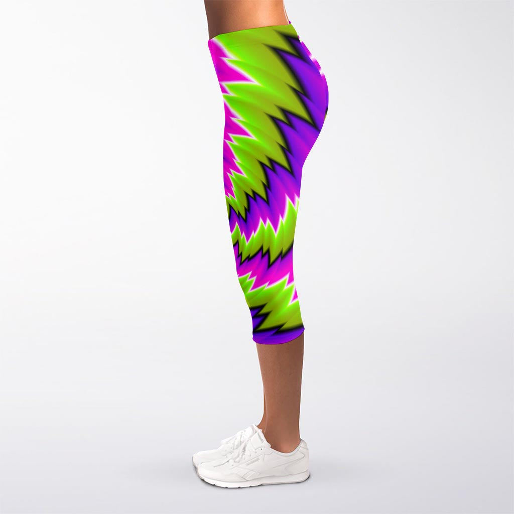 Green Vortex Moving Optical Illusion Women's Capri Leggings