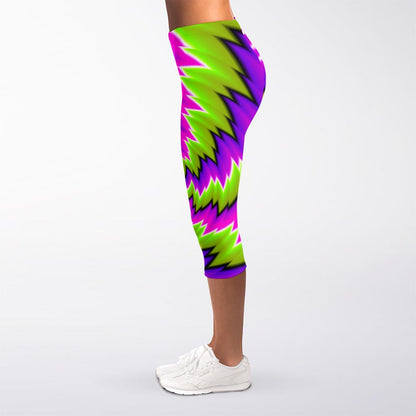 Green Vortex Moving Optical Illusion Women's Capri Leggings