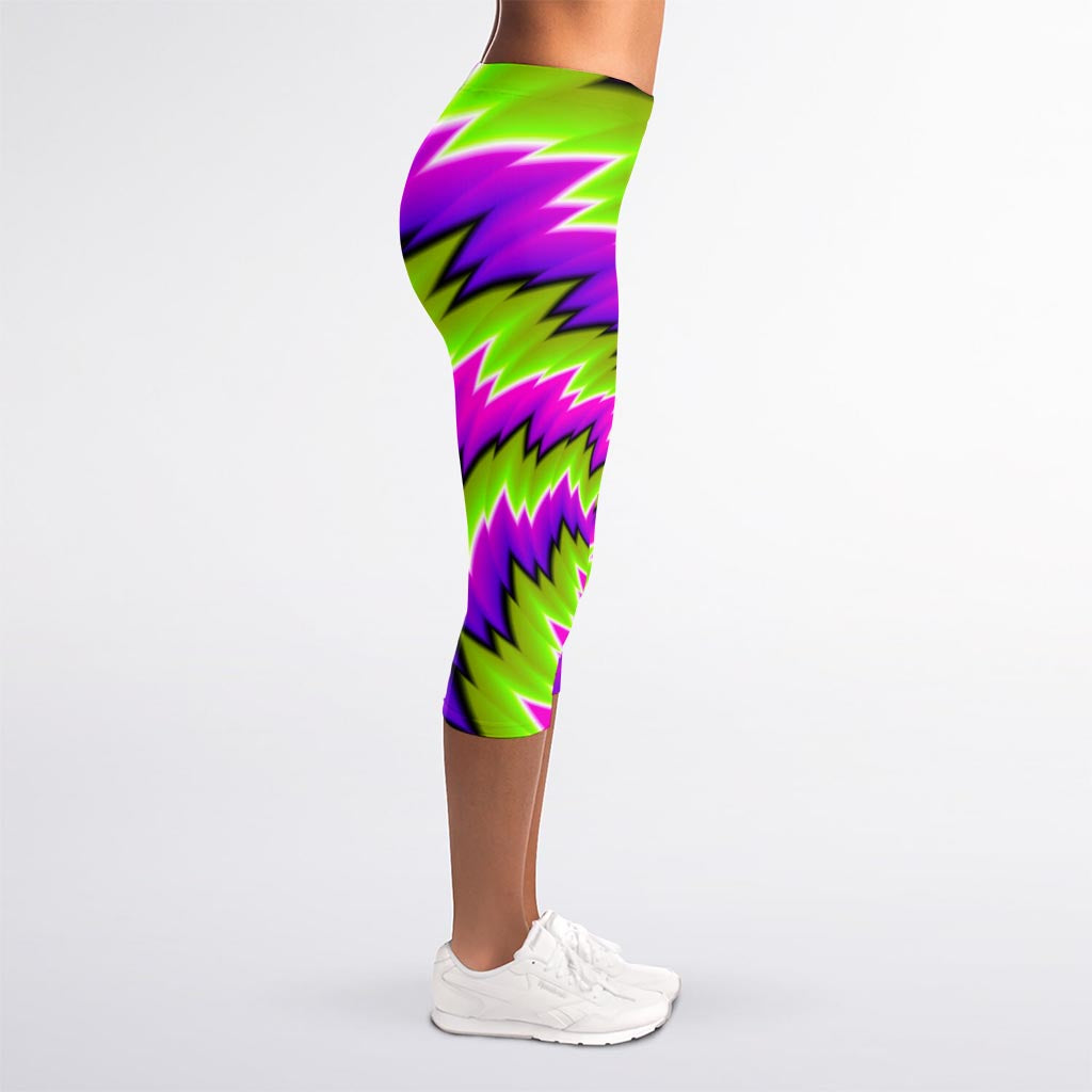 Green Vortex Moving Optical Illusion Women's Capri Leggings