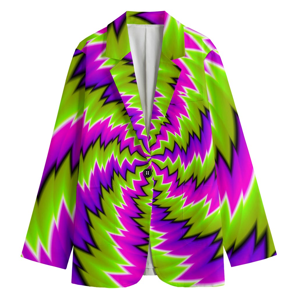 Green Vortex Moving Optical Illusion Women's Cotton Blazer