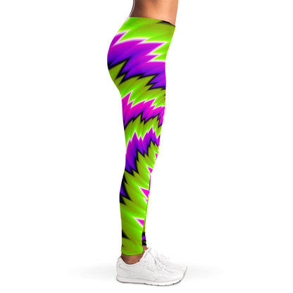 Green Vortex Moving Optical Illusion Women's Leggings
