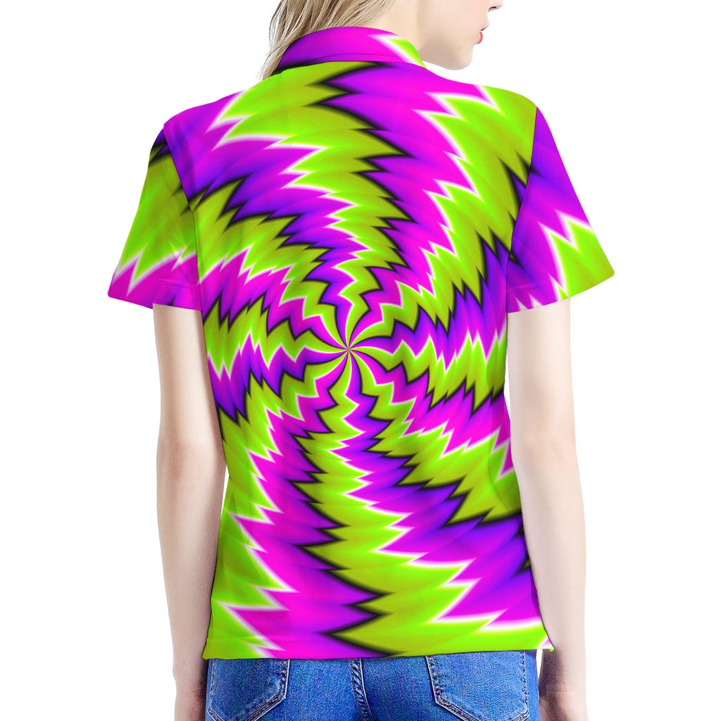 Green Vortex Moving Optical Illusion Women's Polo Shirt