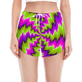 Green Vortex Moving Optical Illusion Women's Split Running Shorts