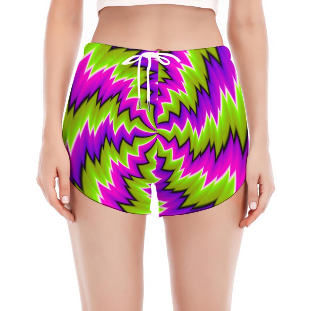 Green Vortex Moving Optical Illusion Women's Split Running Shorts