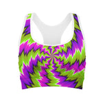 Green Vortex Moving Optical Illusion Women's Sports Bra