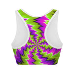 Green Vortex Moving Optical Illusion Women's Sports Bra