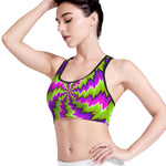 Green Vortex Moving Optical Illusion Women's Sports Bra
