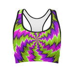 Green Vortex Moving Optical Illusion Women's Sports Bra