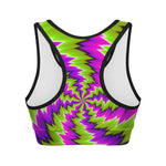 Green Vortex Moving Optical Illusion Women's Sports Bra