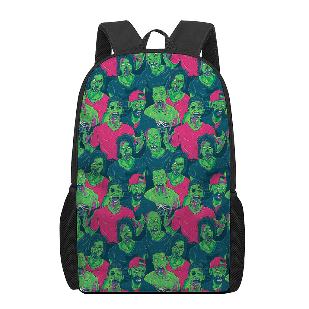 Green Walking Zombie Print 17 Inch Backpack