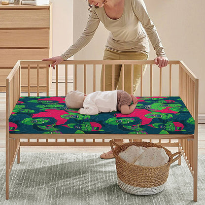 Green Walking Zombie Print Baby Crib Sheet