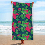 Green Walking Zombie Print Beach Towel