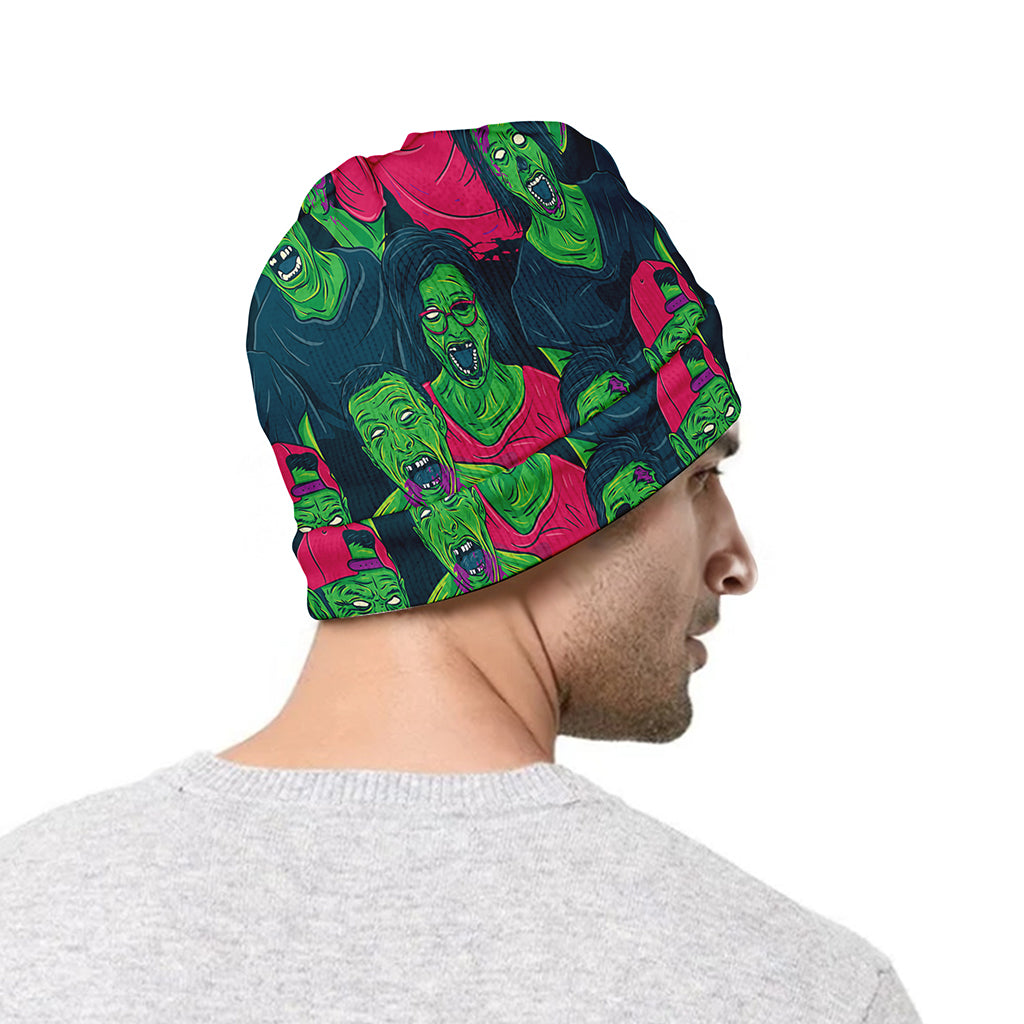 Green Walking Zombie Print Beanie