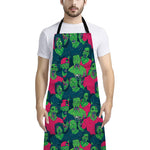 Green Walking Zombie Print Bib Apron With Pocket
