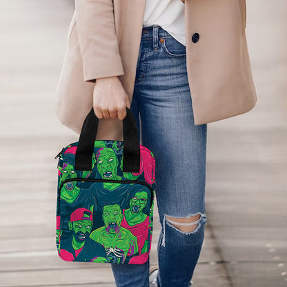 Green Walking Zombie Print Bible Tote Bag