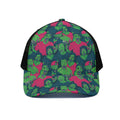 Green Walking Zombie Print Black Mesh Trucker Hat