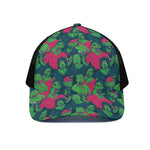 Green Walking Zombie Print Black Mesh Trucker Cap