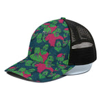 Green Walking Zombie Print Black Mesh Trucker Cap