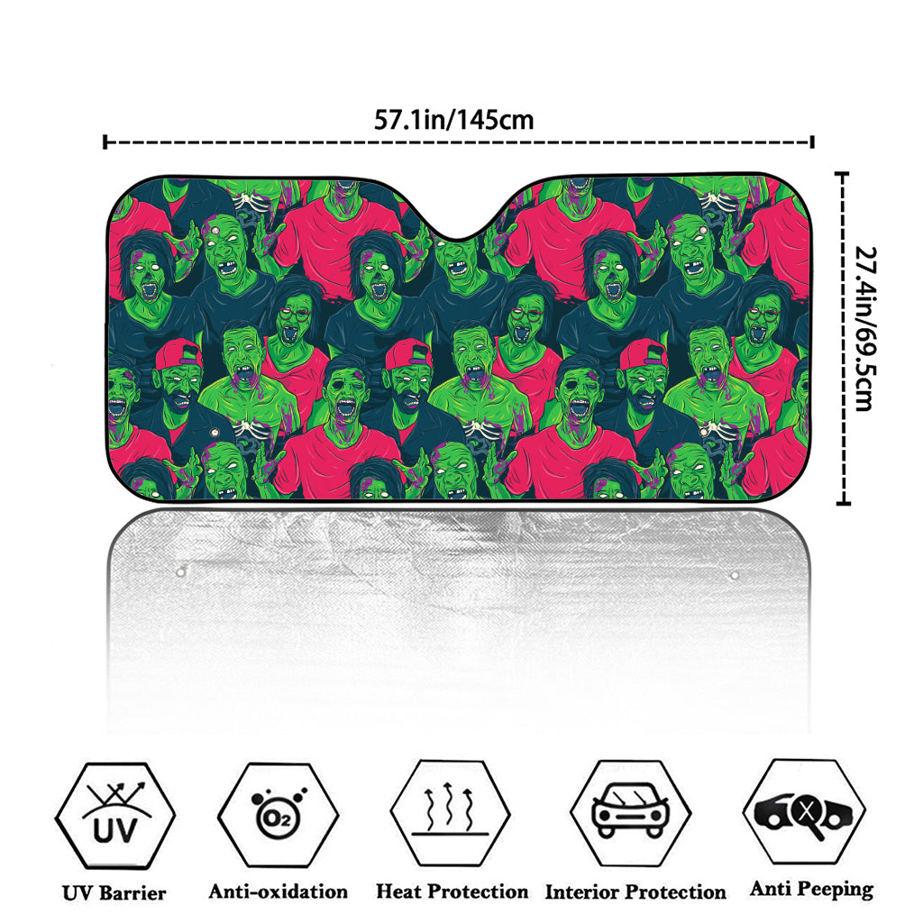 Green Walking Zombie Print Car Windshield Sun Shade