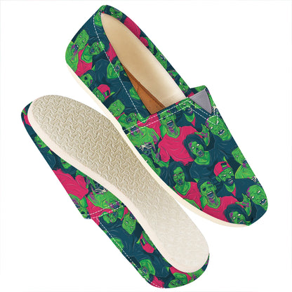 Green Walking Zombie Print Casual Shoes