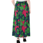 Green Walking Zombie Print Chiffon Maxi Skirt