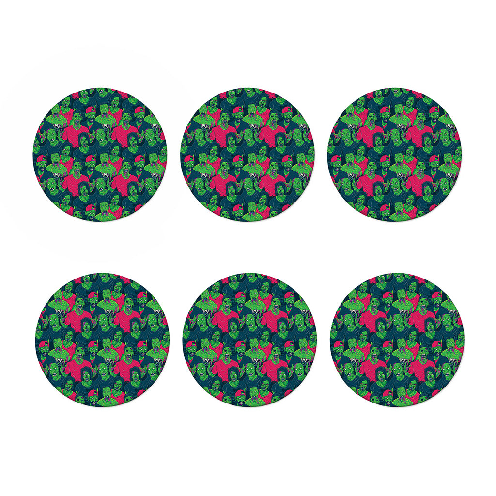 Green Walking Zombie Print Coaster Set