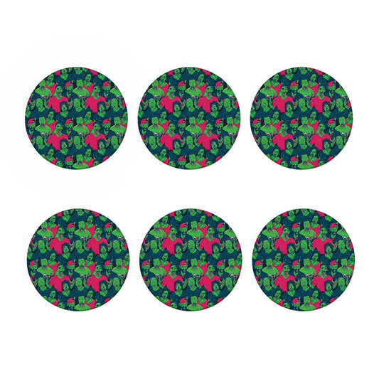 Green Walking Zombie Print Coaster Set