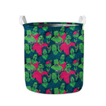 Green Walking Zombie Print Collapsible Laundry Basket