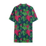 Green Walking Zombie Print Cotton Hawaiian Shirt