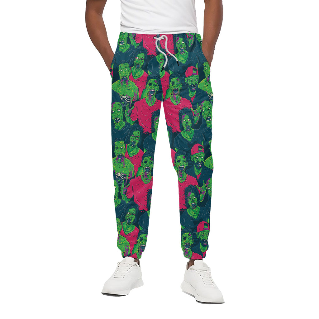 Green Walking Zombie Print Cotton Pants