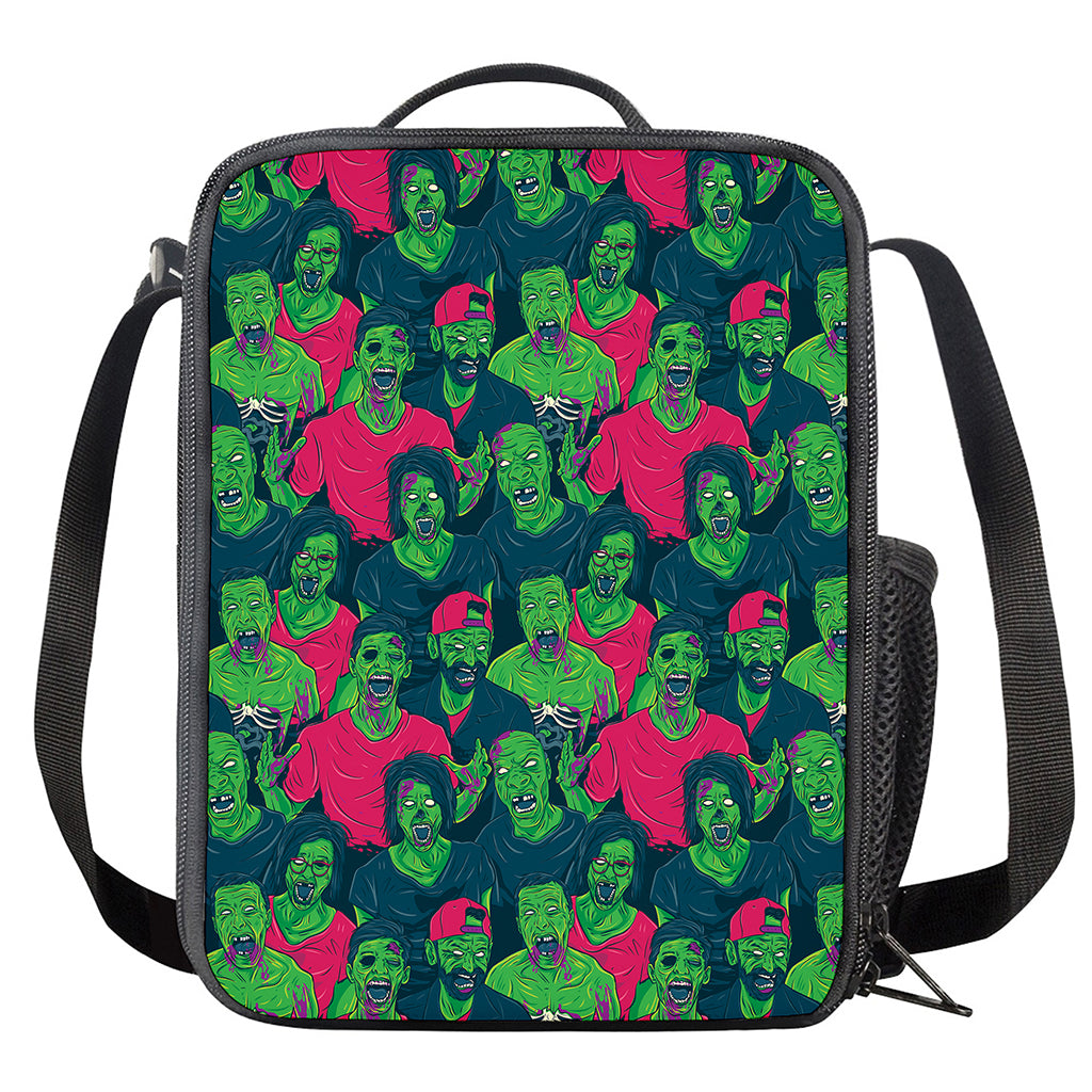 Green Walking Zombie Print Crossbody Lunch Bag
